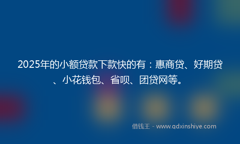 2025年的小额贷款下款快的有：惠商贷、好期贷、小花钱包、省呗、团贷网等。