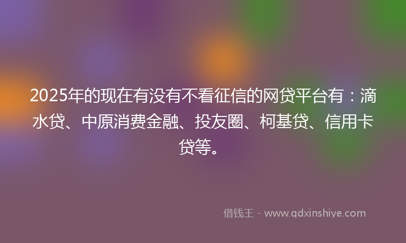 2025年的现在有没有不看征信的网贷平台有：滴水贷、中原消费金融、投友圈、柯基贷、信用卡贷等。