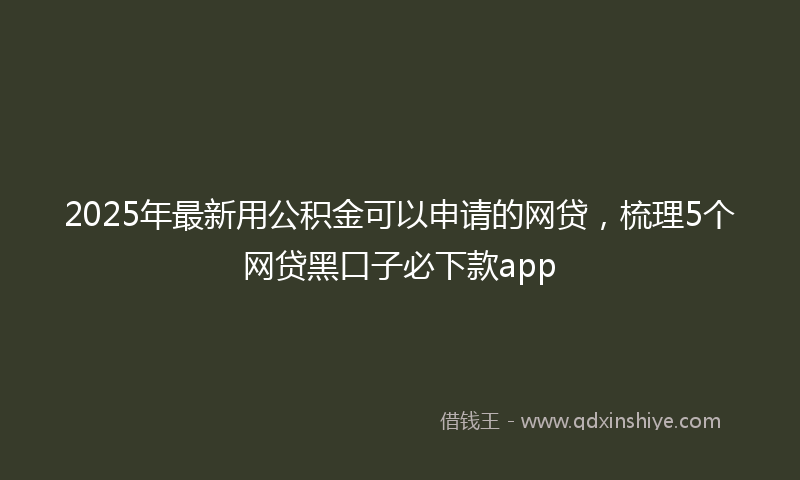 2025年最新用公积金可以申请的网贷，梳理5个网贷黑口子必下款app