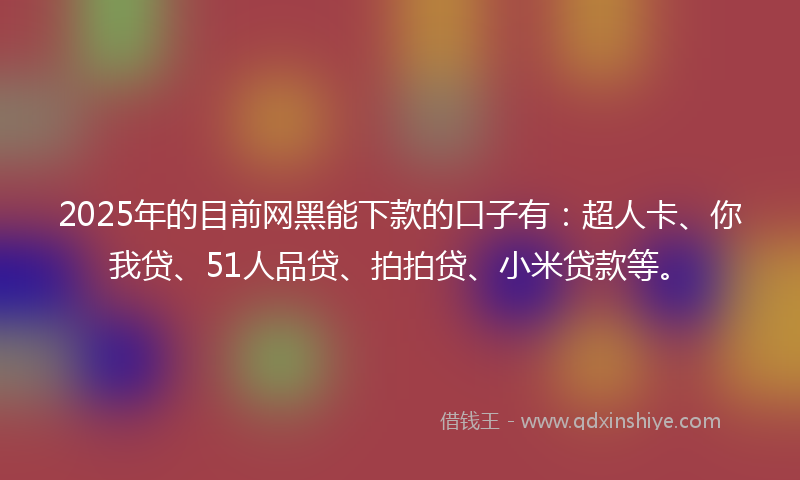 2025年的目前网黑能下款的口子有：超人卡、你我贷、51人品贷、拍拍贷、小米贷款等。