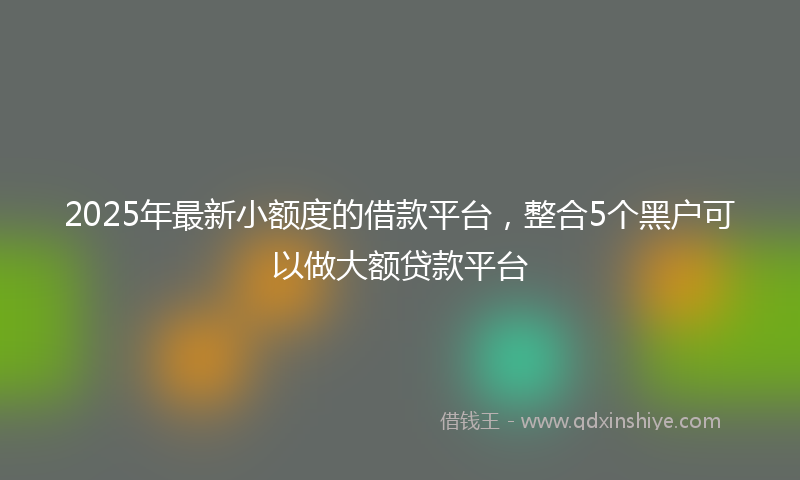 2025年最新小额度的借款平台，整合5个黑户可以做大额贷款平台