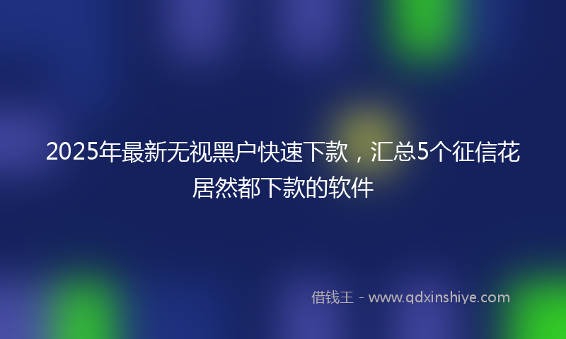 2025年最新无视黑户快速下款，汇总5个征信花居然都下款的软件