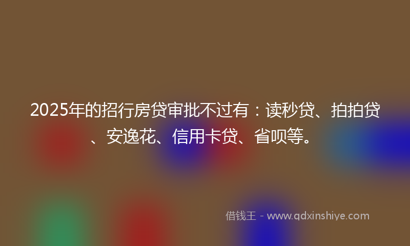 2025年的招行房贷审批不过有：读秒贷、拍拍贷、安逸花、信用卡贷、省呗等。