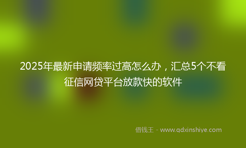 2025年最新申请频率过高怎么办，汇总5个不看征信网贷平台放款快的软件