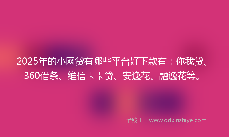 2025年的小网贷有哪些平台好下款有：你我贷、360借条、维信卡卡贷、安逸花、融逸花等。