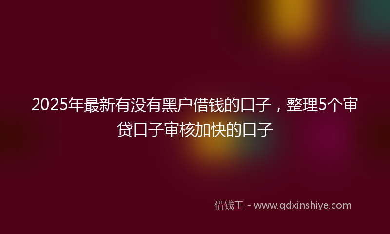 2025年最新有没有黑户借钱的口子，整理5个审贷口子审核加快的口子