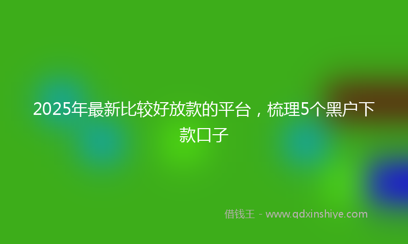 2025年最新比较好放款的平台，梳理5个黑户下款口子