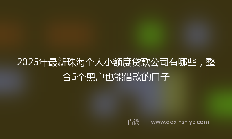 2025年最新珠海个人小额度贷款公司有哪些，整合5个黑户也能借款的口子