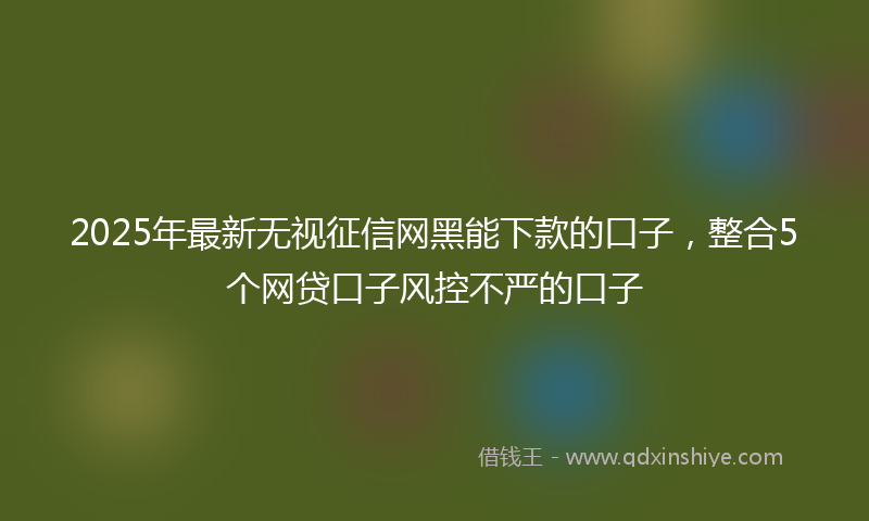 2025年最新无视征信网黑能下款的口子，整合5个网贷口子风控不严的口子
