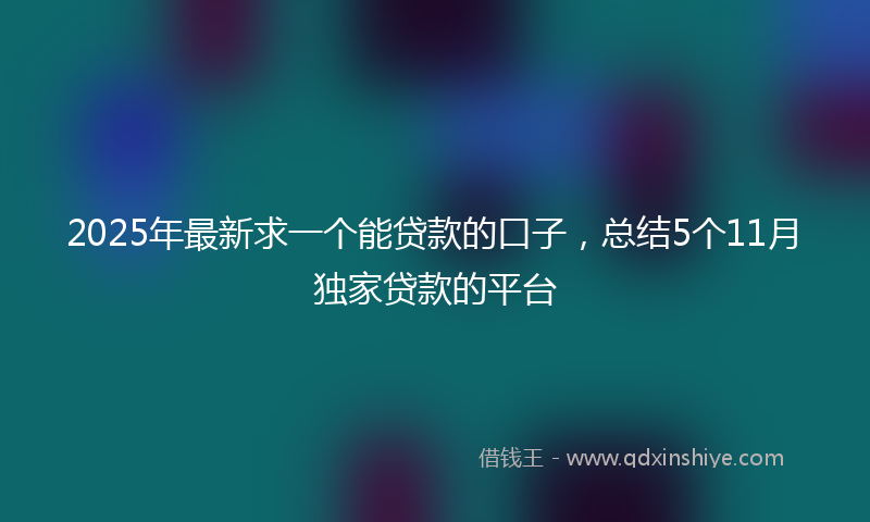 2025年最新求一个能贷款的口子，总结5个11月独家贷款的平台