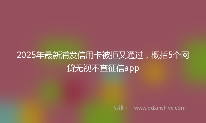 2025年最新浦发信用卡被拒又通过，概括5个网贷无视不查征信app