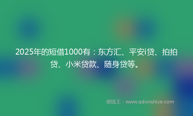 2025年的短借1000有：东方汇、平安i贷、拍拍贷、小米贷款、随身贷等。