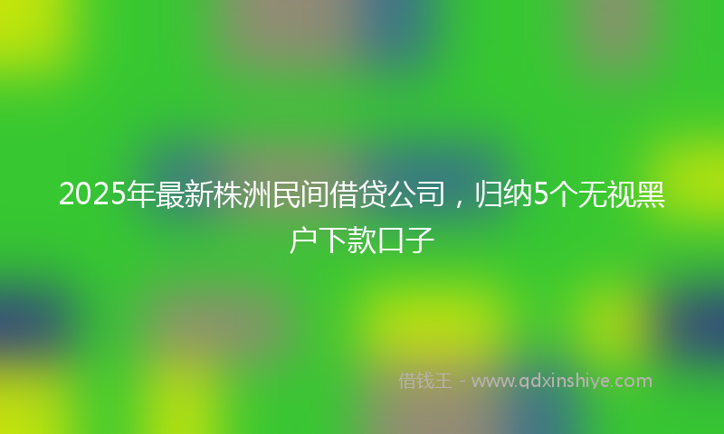 2025年最新株洲民间借贷公司，归纳5个无视黑户下款口子