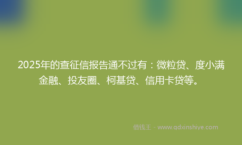 2025年的查征信报告通不过有：微粒贷、度小满金融、投友圈、柯基贷、信用卡贷等。