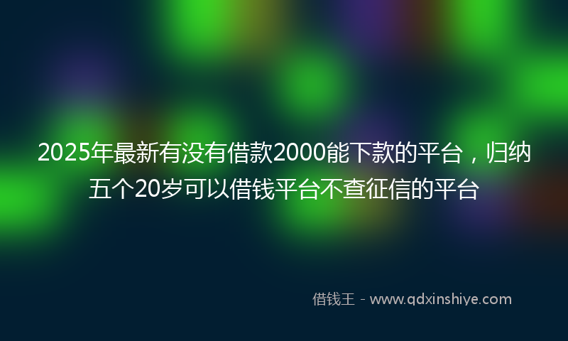 2025年最新有没有借款2000能下款的平台，归纳五个20岁可以借钱平台不查征信的平台