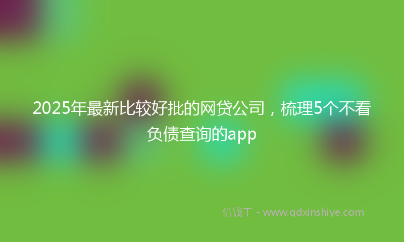 2025年最新比较好批的网贷公司，梳理5个不看负债查询的app