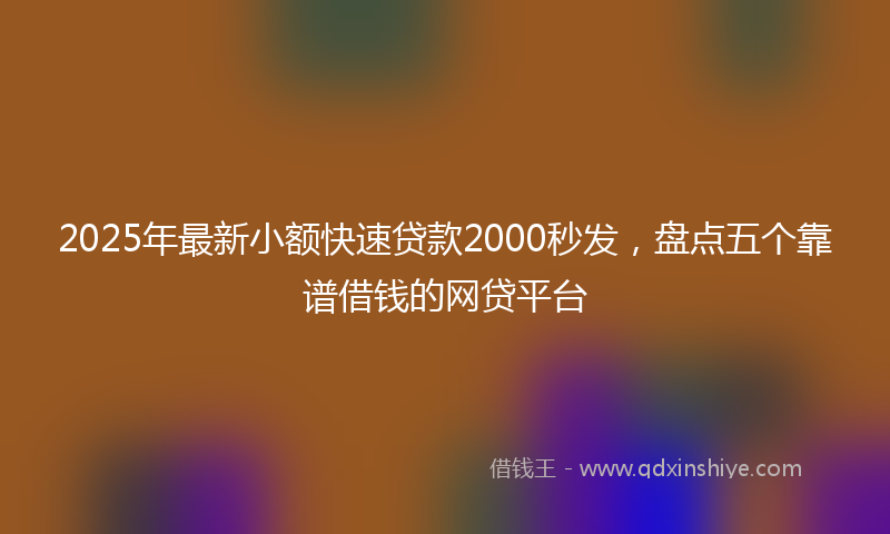 2025年最新小额快速贷款2000秒发，盘点五个靠谱借钱的网贷平台
