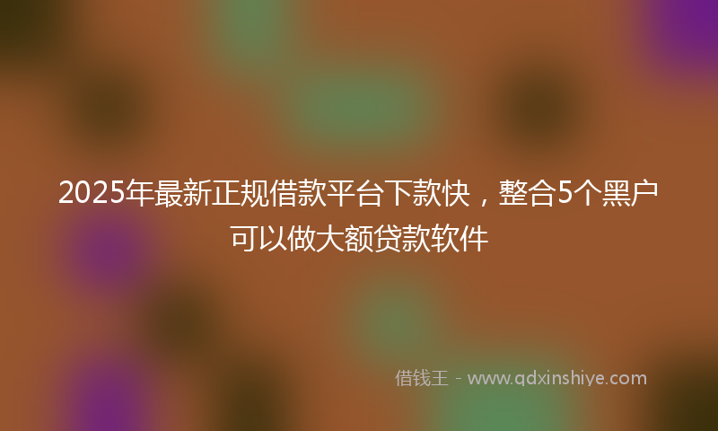2025年最新正规借款平台下款快，整合5个黑户可以做大额贷款软件