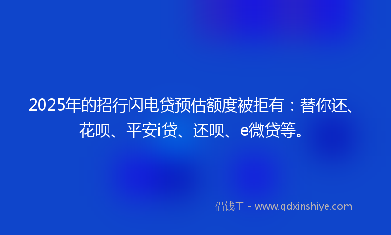 2025年的招行闪电贷预估额度被拒有：替你还、花呗、平安i贷、还呗、e微贷等。