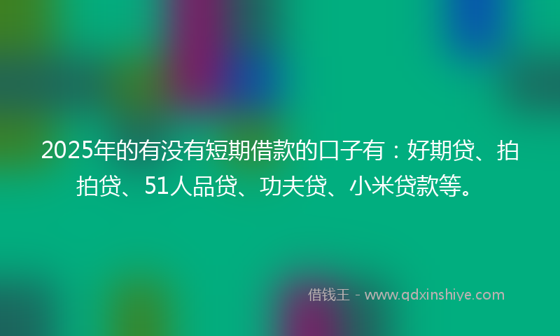 2025年的有没有短期借款的口子有：好期贷、拍拍贷、51人品贷、功夫贷、小米贷款等。