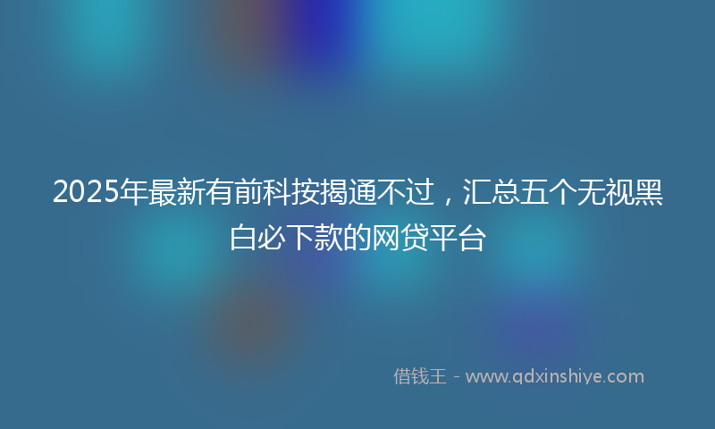2025年最新有前科按揭通不过，汇总五个无视黑白必下款的网贷平台