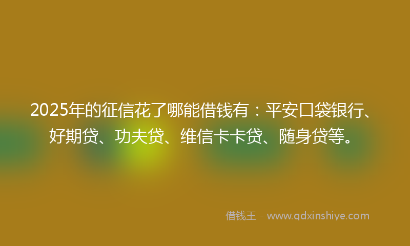 2025年的征信花了哪能借钱有：平安口袋银行、好期贷、功夫贷、维信卡卡贷、随身贷等。