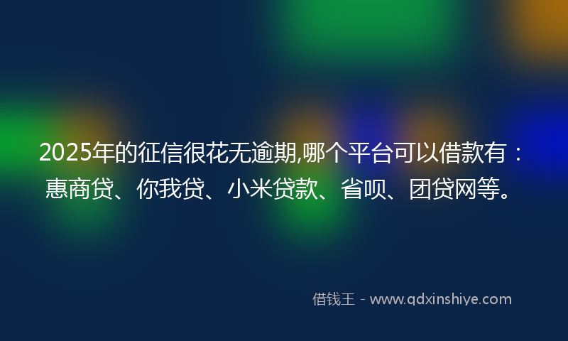 2025年的征信很花无逾期,哪个平台可以借款有：惠商贷、你我贷、小米贷款、省呗、团贷网等。