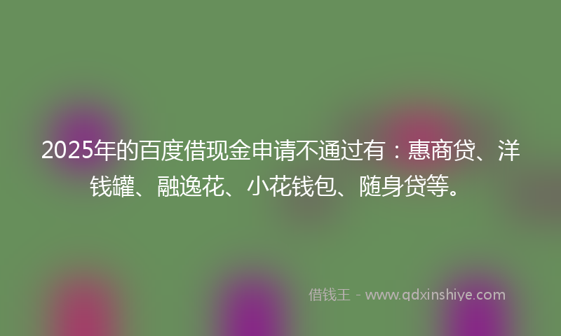 2025年的百度借现金申请不通过有：惠商贷、洋钱罐、融逸花、小花钱包、随身贷等。