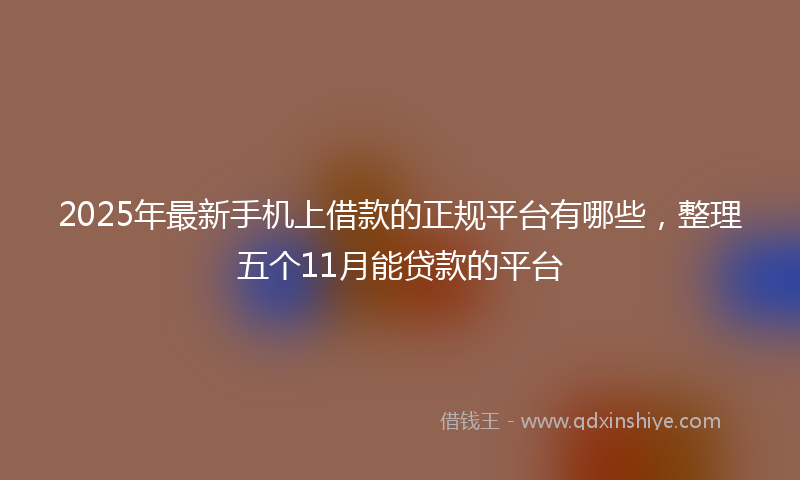 2025年最新手机上借款的正规平台有哪些，整理五个11月能贷款的平台