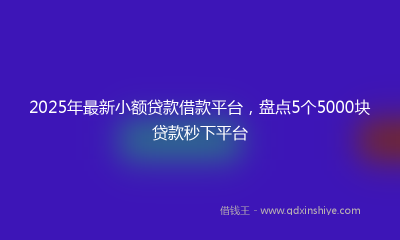 2025年最新小额贷款借款平台，盘点5个5000块贷款秒下平台
