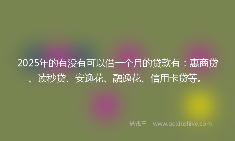2025年的有没有可以借一个月的贷款有：惠商贷、读秒贷、安逸花、融逸花、信用卡贷等。