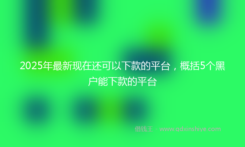 2025年最新现在还可以下款的平台，概括5个黑户能下款的平台