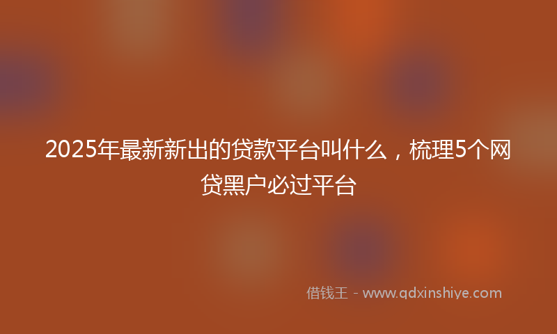 2025年最新新出的贷款平台叫什么，梳理5个网贷黑户必过平台