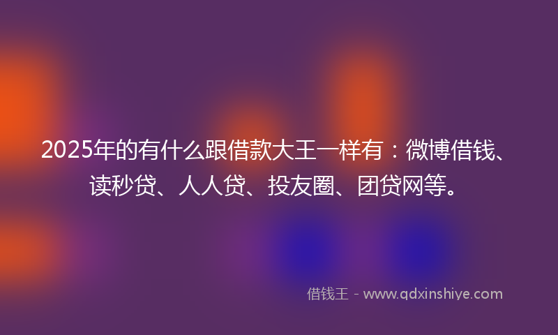 2025年的有什么跟借款大王一样有：微博借钱、读秒贷、人人贷、投友圈、团贷网等。