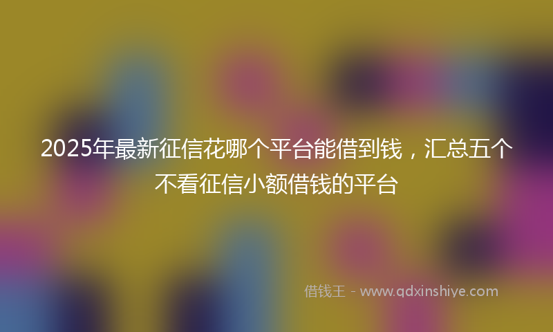 2025年最新征信花哪个平台能借到钱，汇总五个不看征信小额借钱的平台