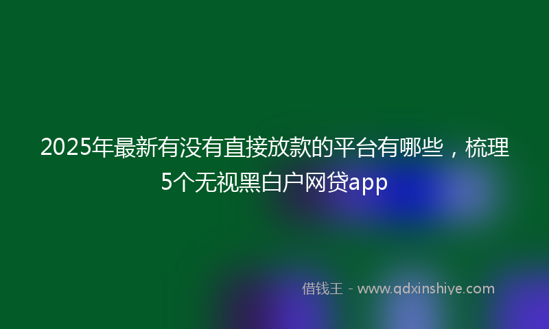 2025年最新有没有直接放款的平台有哪些，梳理5个无视黑白户网贷app
