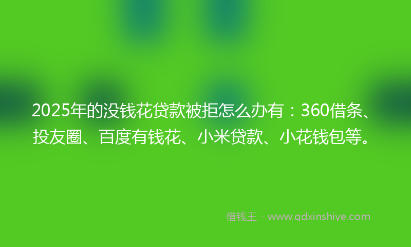 2025年的没钱花贷款被拒怎么办有：360借条、投友圈、百度有钱花、小米贷款、小花钱包等。