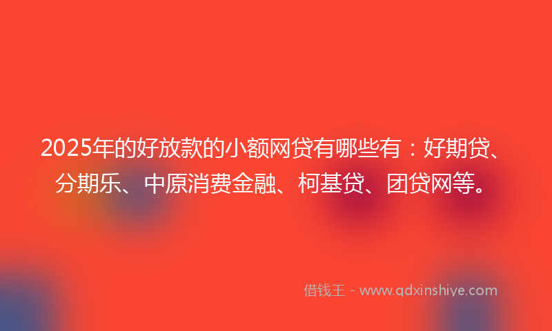 2025年的好放款的小额网贷有哪些有：好期贷、分期乐、中原消费金融、柯基贷、团贷网等。