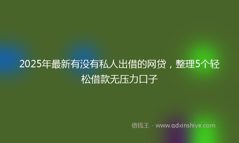 2025年最新有没有私人出借的网贷，整理5个轻松借款无压力口子