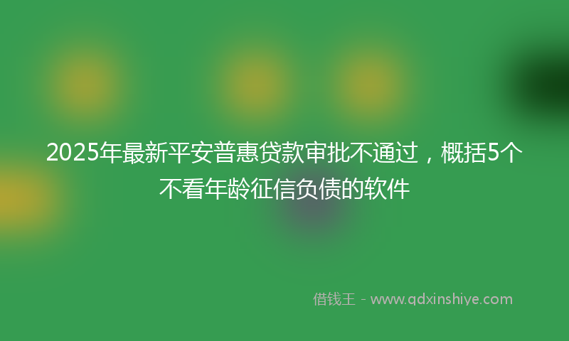 2025年最新平安普惠贷款审批不通过，概括5个不看年龄征信负债的软件