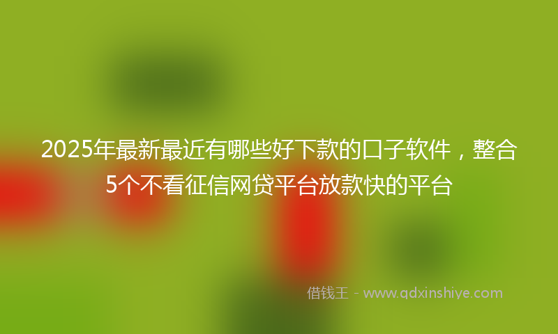 2025年最新最近有哪些好下款的口子软件，整合5个不看征信网贷平台放款快的平台