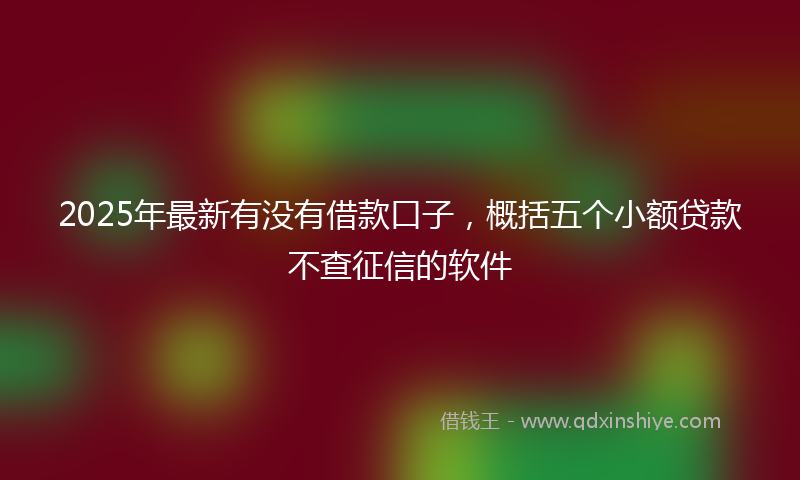 2025年最新有没有借款口子，概括五个小额贷款不查征信的软件
