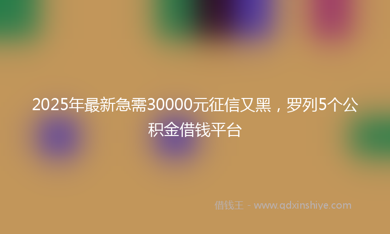 2025年最新急需30000元征信又黑，罗列5个公积金借钱平台