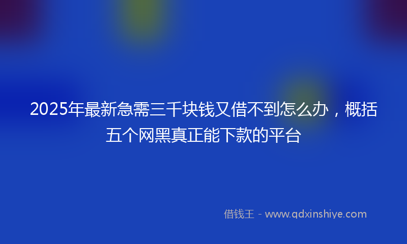 2025年最新急需三千块钱又借不到怎么办，概括五个网黑真正能下款的平台
