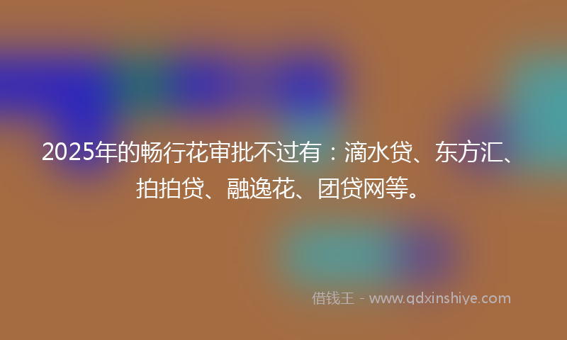 2025年的畅行花审批不过有：滴水贷、东方汇、拍拍贷、融逸花、团贷网等。