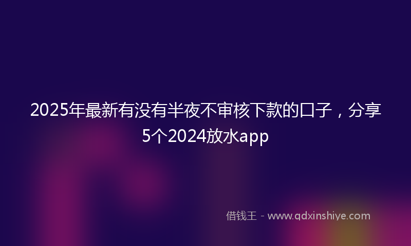 2025年最新有没有半夜不审核下款的口子，分享5个2024放水app