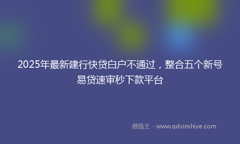2025年最新建行快贷白户不通过，整合五个新号易贷速审秒下款平台