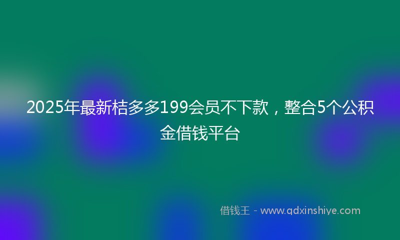 2025年最新桔多多199会员不下款，整合5个公积金借钱平台