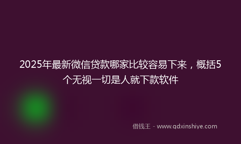 2025年最新微信贷款哪家比较容易下来，概括5个无视一切是人就下款软件