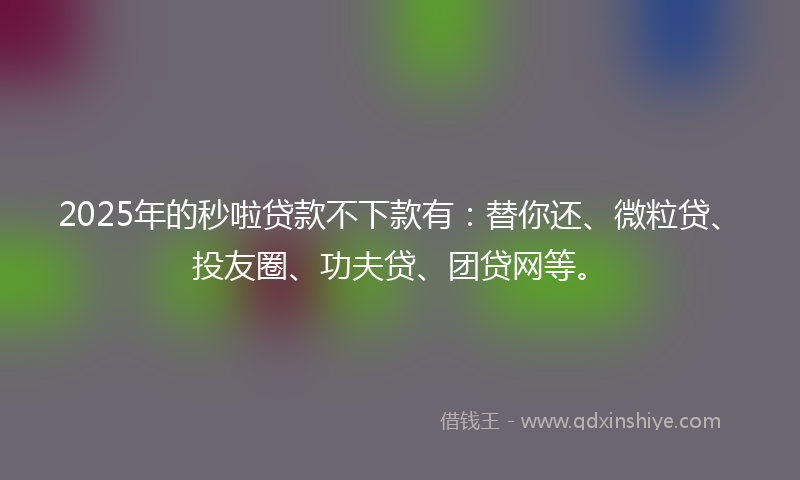 2025年的秒啦贷款不下款有：替你还、微粒贷、投友圈、功夫贷、团贷网等。